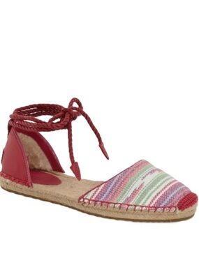 UGG Libbi Serape Pink Espadrille wedge Sandals fur lined back ankle straps Sz 9
